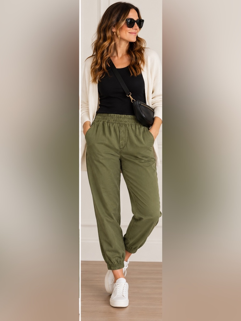 NWT Old Navy High-Waisted Twill Jogger Pants Olive Green XL Tall
